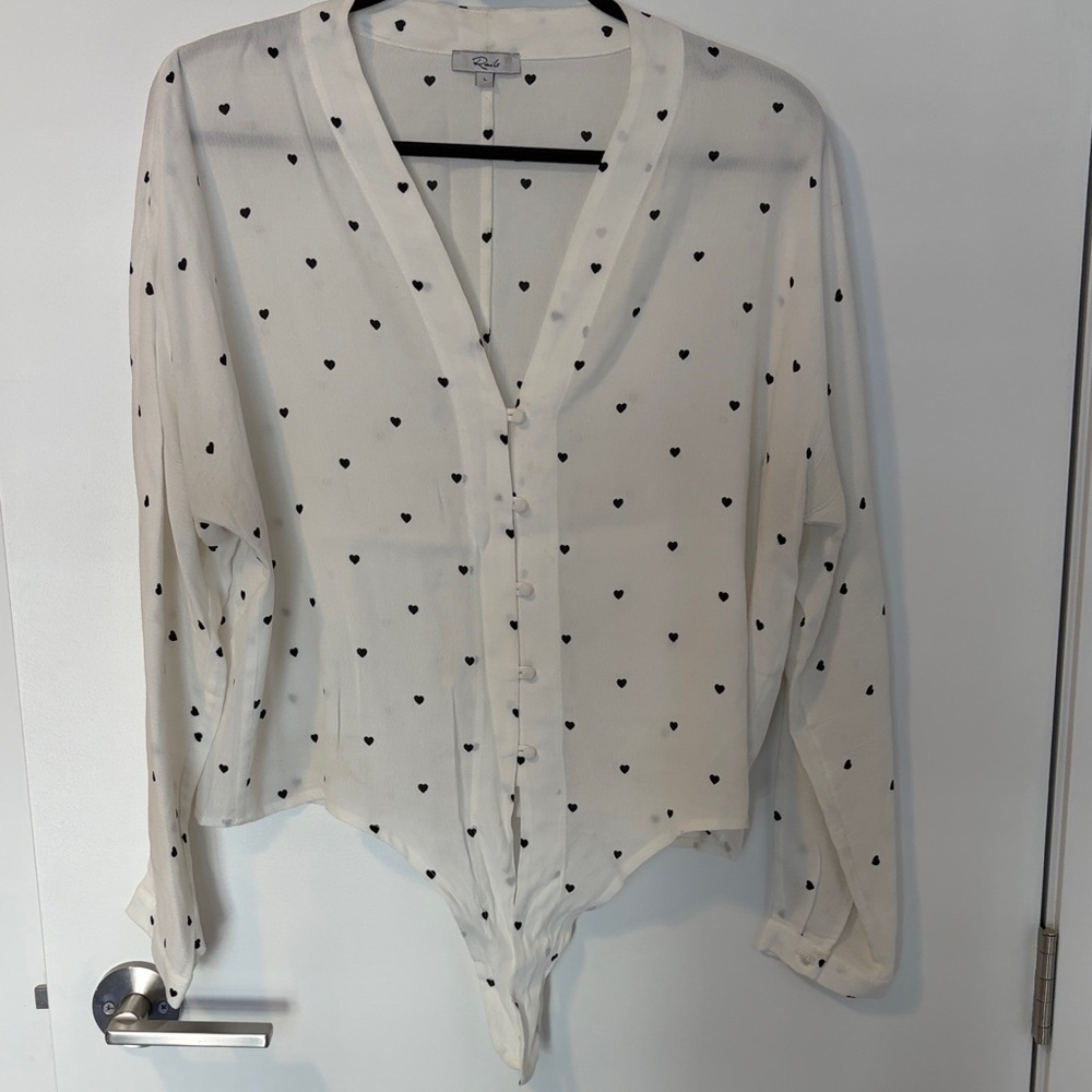 Rails Ivory Button-Up with Black Heart Print